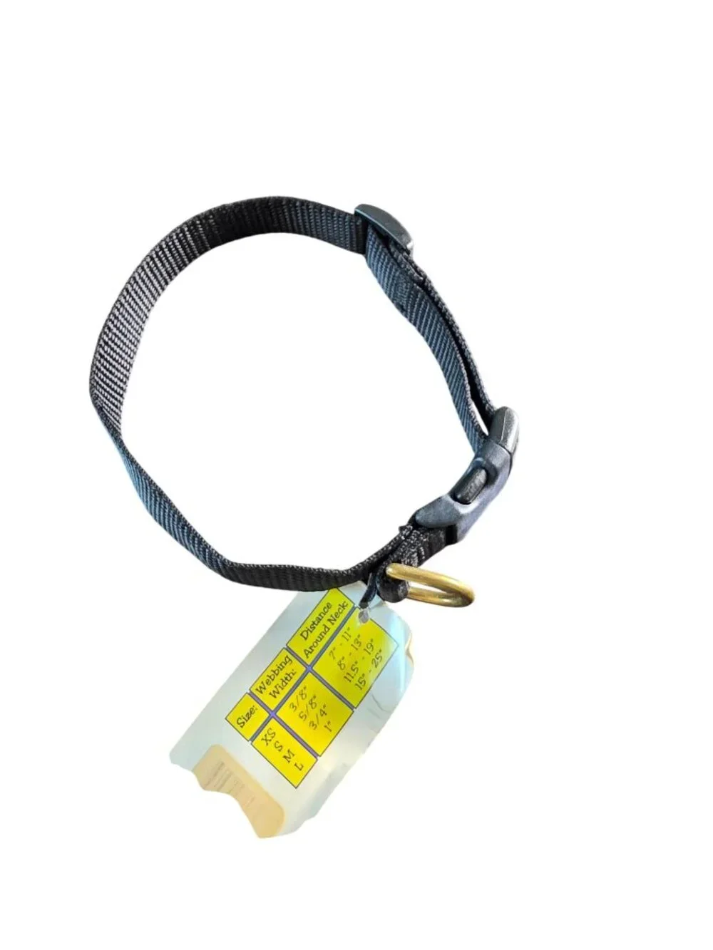 Pet GearAdjustable Black Nylon Dog Collar XS-L Brass D-Ring Quick Release Buckle